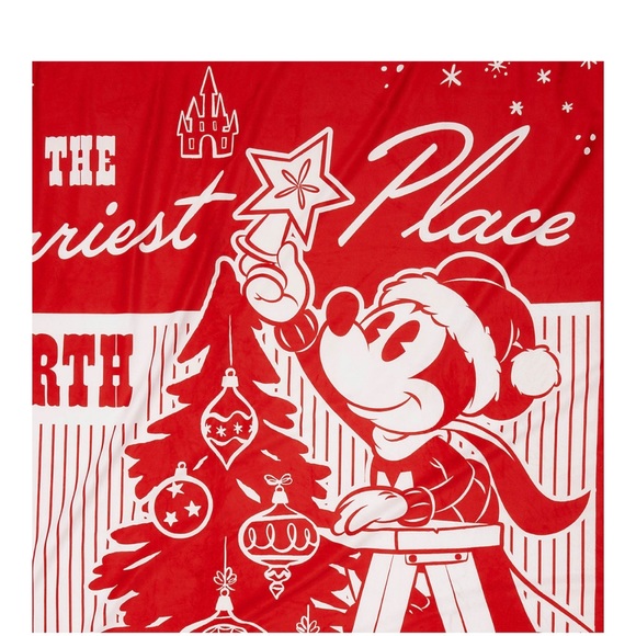 NWT Disney Mickey and Minnie Mouse Holiday Cozy Fleece Throw Blanket 50x60 - Picture 5 of 5